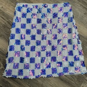 White & Blue Sequin Forever 21 Skirt